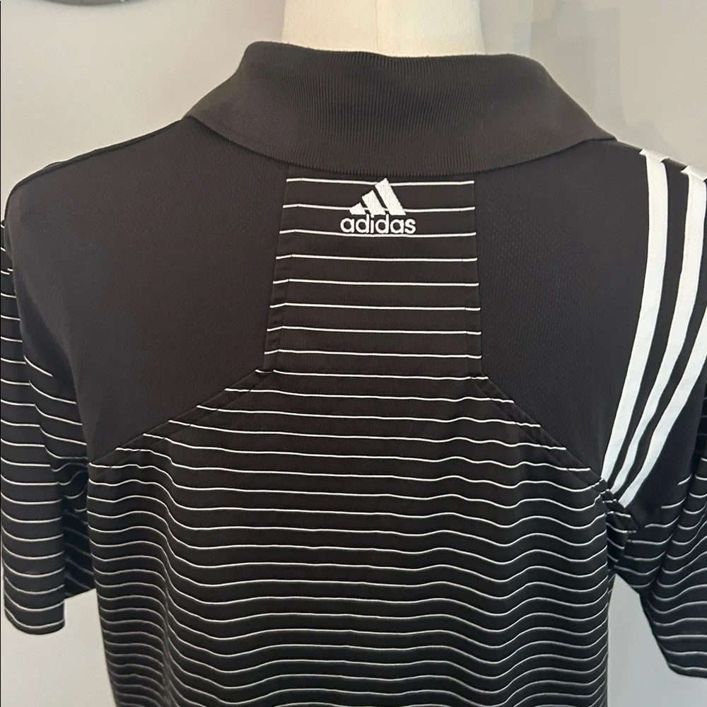 Adidas Clima Cool Golf Polo New Condition Shoulder Stripes Black and White
